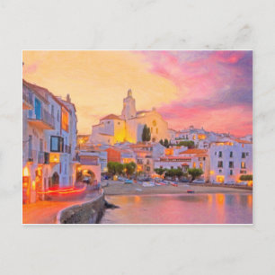 costa brava spain pastel postcard
