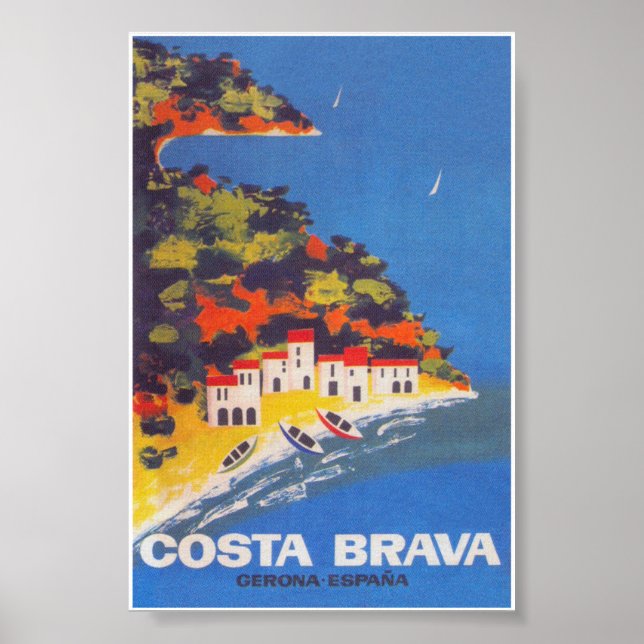 Costa Brava Spain Retro Vintage Travel Poster (Front)