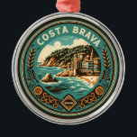 Costa Brava Spain Travel Art Badge Metal Tree Decoration<br><div class="desc">Costa Brava retro vector travel design. The Costa Brava is a coastal region of Catalonia in northeastern Spain.</div>
