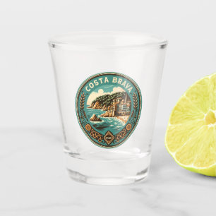 Costa Brava Spain Travel Art Badge Shot Glass