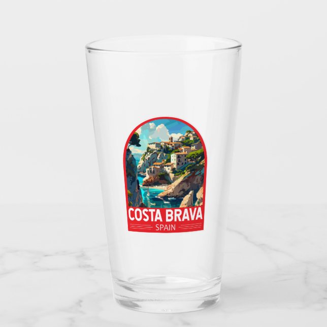 Costa Brava Spain Travel Art Vintage Glass (Front)
