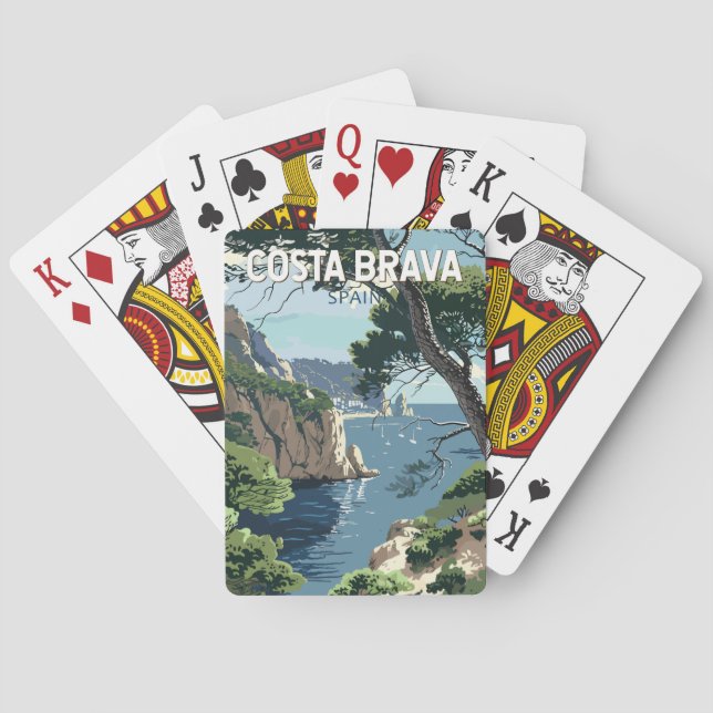 Costa Brava Spain Travel Art Vintage Playing Cards (Back)