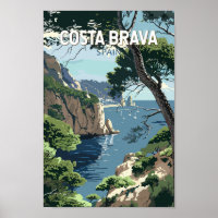 Costa Brava Spain Travel Art Vintage