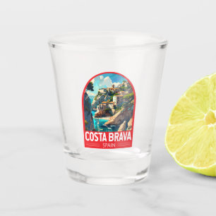 Costa Brava Spain Travel Art Vintage Shot Glass