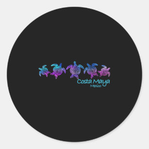 Costa Maya Beach Design _ Tribal Turtle Gift  Classic Round Sticker