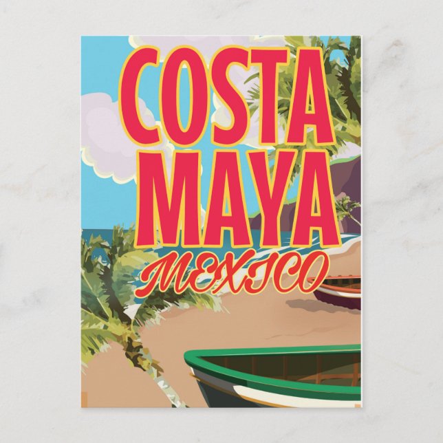 Costa Maya Mexico beach poster Postcard (Front)