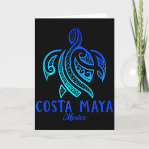 Costa Maya Mexico Sea Turtle Tie Dye Hibiscus Beac Card