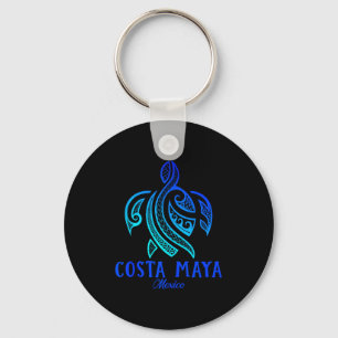 Costa Maya Mexico Sea Turtle Tie Dye Hibiscus Beac Key Ring