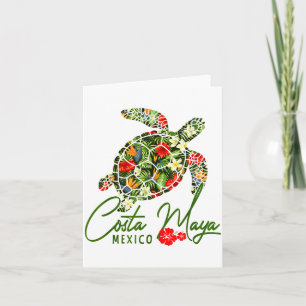 Costa Maya Mexico Sea Turtle Trocal Hibiscus Vacat Card
