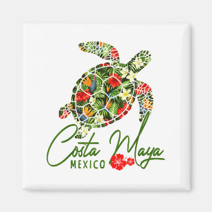 Costa Maya Mexico Sea Turtle Trocal Hibiscus Vacat Magnet