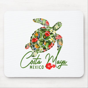 Costa Maya Mexico Sea Turtle Trocal Hibiscus Vacat Mouse Mat