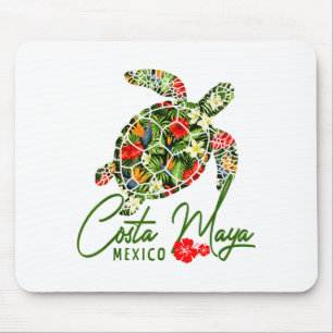 Costa Maya Mexico Sea Turtle Tropical Hibiscus Vac Mouse Mat