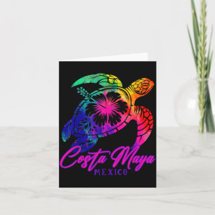 Costa Maya Mexico Tie Dye Sea Turtle Hibiscus Beac Card