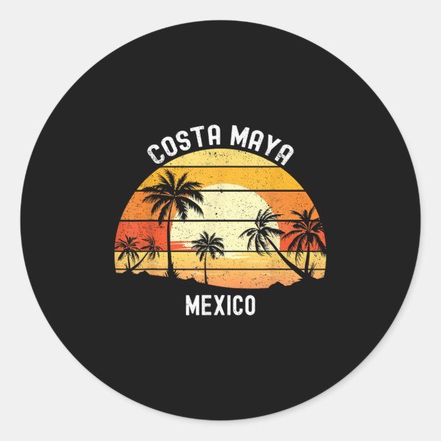 Costa Maya Mexico Vacation Souvenir Sunset Beach  Classic Round Sticker (Front)