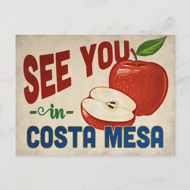 Costa Mesa California Apple - Vintage Travel Postcard (Front)