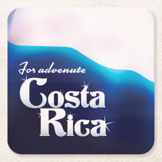 Costa rica Adventure moon travel poster Square Paper Coaster