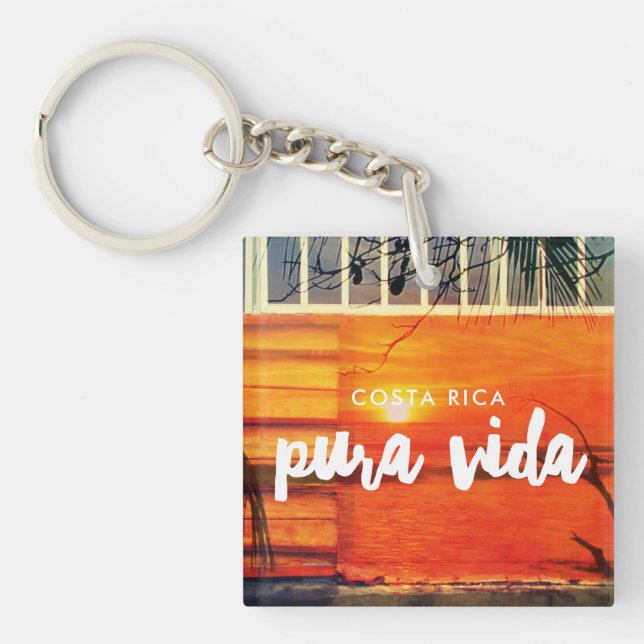 Costa Rica Beach Pura Vida Souvenir Key Ring (Front)