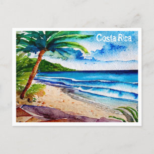 Costa Rica Beach Pura Vida Watercolor Painting Postcard