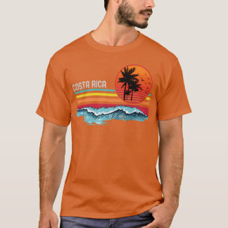 Costa Rica Beach Sunset 80S Surfing Surf 70S famil T-Shirt