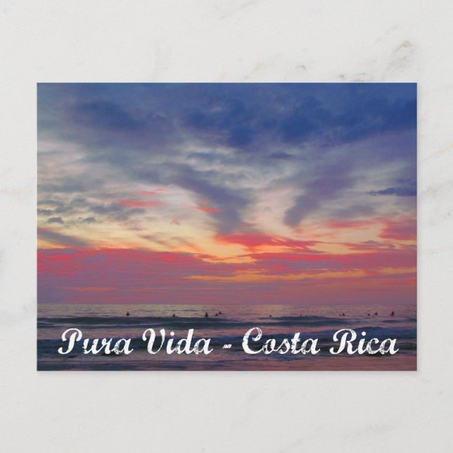 Costa Rica Beach Sunset Pura Vida Postcard (Front)