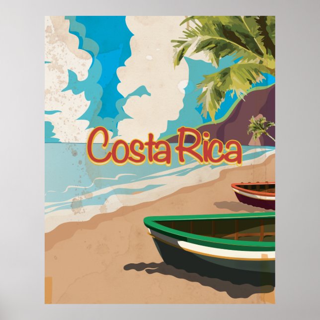 Costa Rica Beach Vintage Travel Poster (Front)