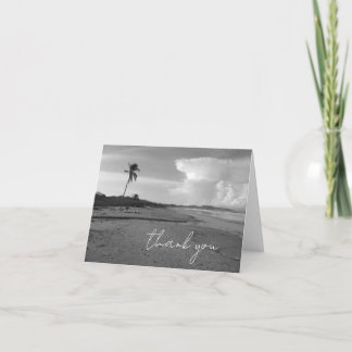 Costa Rica Beach w Palm Tree Thank You Note Card