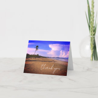 Costa Rica Beach w Palm Tree Thank You Note Card