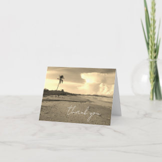 Costa Rica Beach w Palm Tree Thank You Note Card