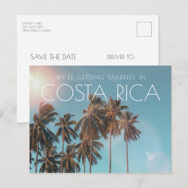 Costa Rica Beach Wedding Save the Date Announcement Postcard (Front/Back)