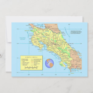 COSTA RICA Big 5x7 Map Postcard