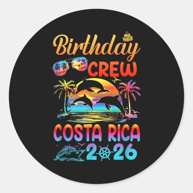 Costa Rica Birthday Trip Vacation 2026 Matching Gr Classic Round Sticker (Front)
