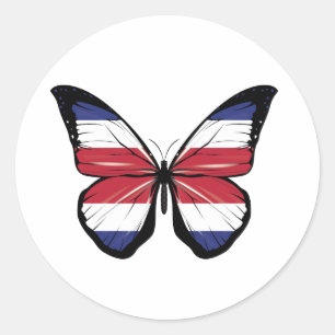 Costa Rica Butterfly Flag  Classic Round Sticker