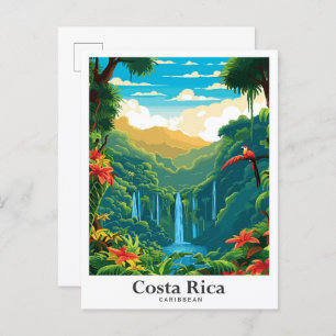 Costa Rica Caribbean Vintage Travel Illustration Postcard