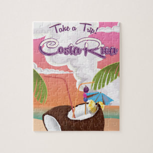 costa Rica Cartoon travel poster. Jigsaw Puzzle