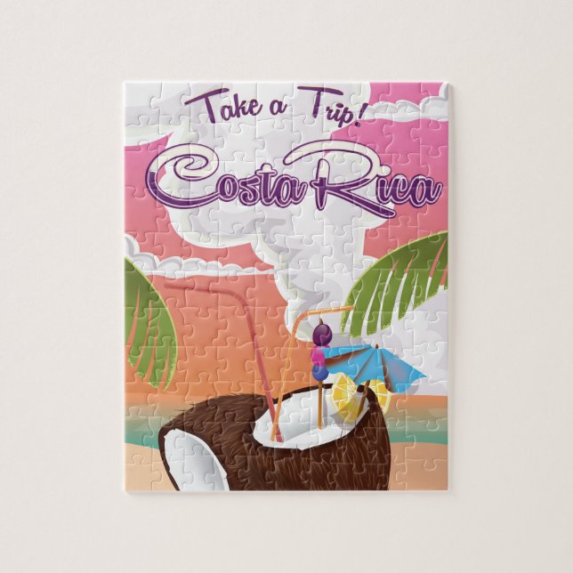 costa Rica Cartoon travel poster. Jigsaw Puzzle (Vertical)