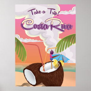costa Rica Cartoon travel poster. Poster