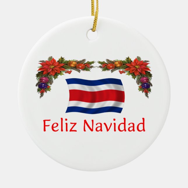 Costa Rica Christmas Ceramic Tree Decoration (Front)
