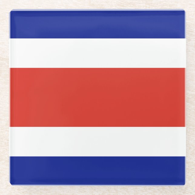Costa Rica Civil Flag Glass Coaster (Front)