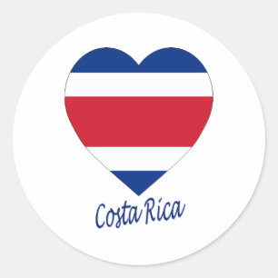 Costa Rica (civil) Flag Heart Classic Round Sticker