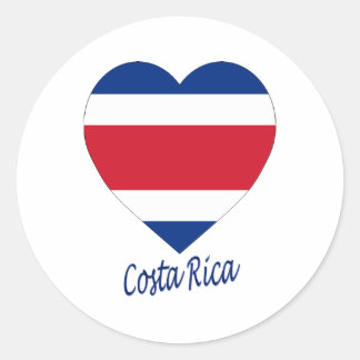 Costa Rica (civil) Flag Heart Classic Round Sticker