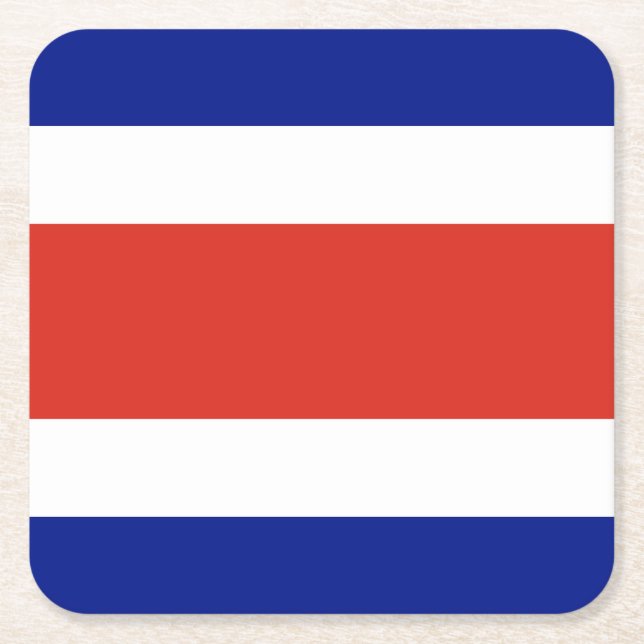 Costa Rica Civil Flag Square Paper Coaster (Front)