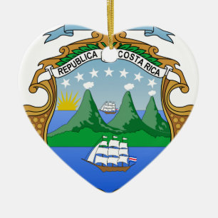 Costa Rica Coat of Arms Ceramic Tree Decoration