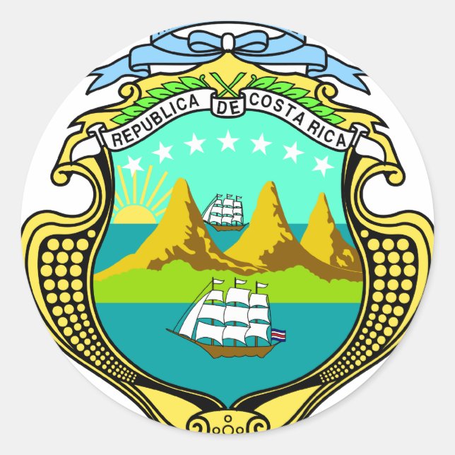 Costa Rica Coat of arms CR Classic Round Sticker (Front)