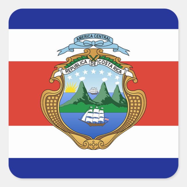 Costa Rica (coat of arms/ flag) Square Sticker (Front)
