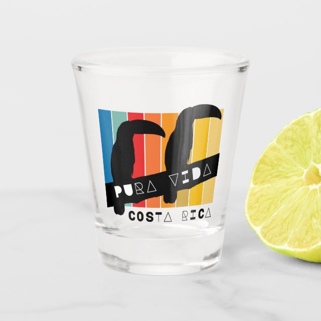 Costa Rica Colourful Toucan Pura Vida Souvenir  Shot Glass (Front)