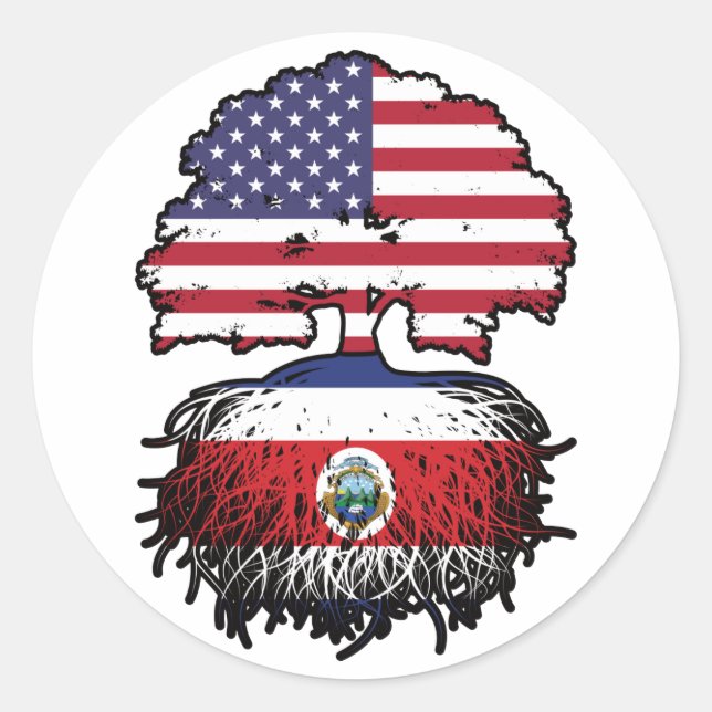 Costa Rica Costa Rican American USA Tree Roots Classic Round Sticker (Front)