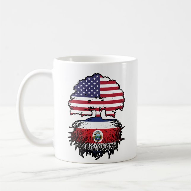 Costa Rica Costa Rican American USA Tree Roots Coffee Mug (Left)