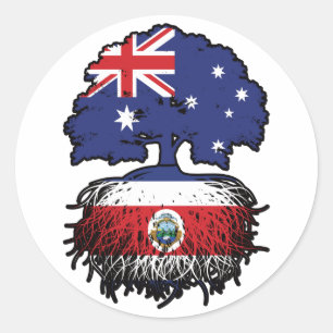 Costa Rica Costa Rican Australian Australia Tree Classic Round Sticker