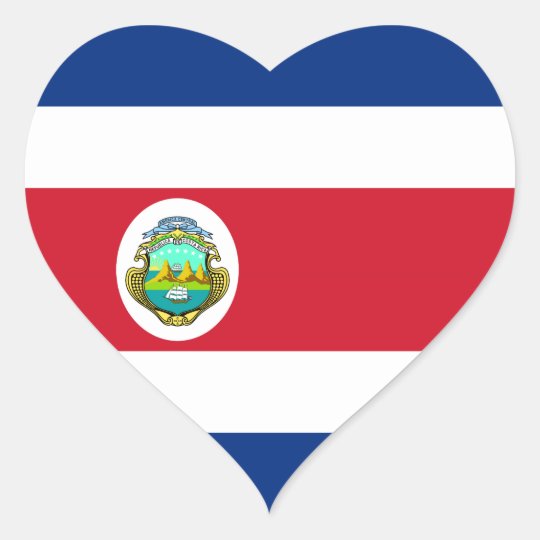 Costa Rica – Costa Rican National Flag Heart Sticker | Zazzle