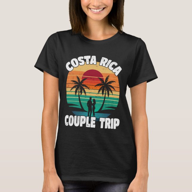 Costa Rica Couple Trip Retro Sunset Costa Rica Vac T-Shirt (Front)